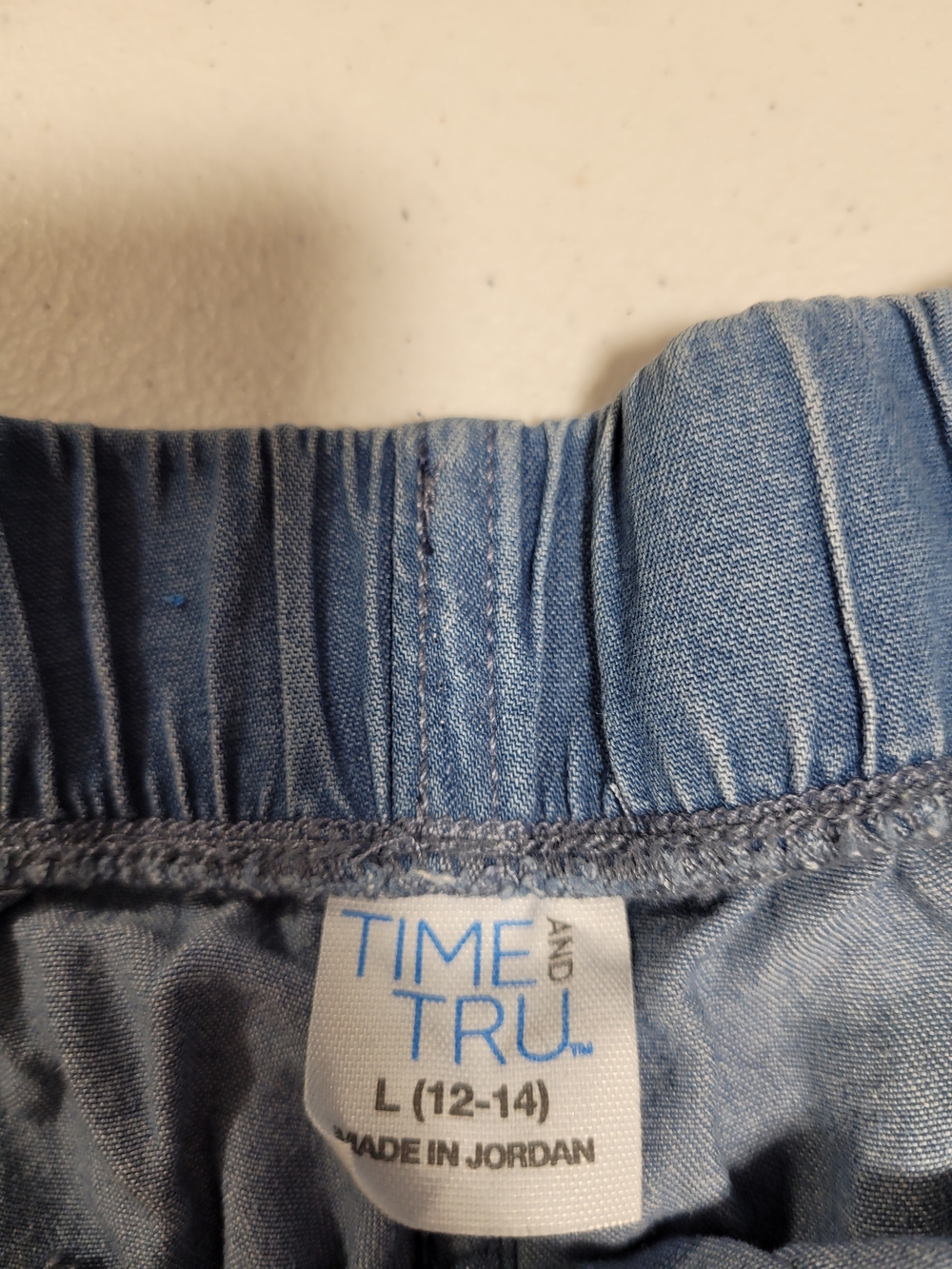Time and Tru Light Blue Denim-Style Drawstring Shorts - Picture 2 of 3